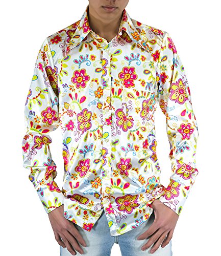 Flower Power Camisa de los años setenta Flores multicolor M