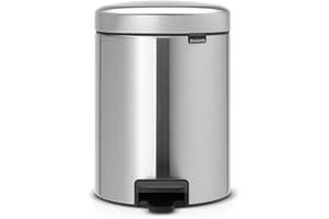 Brabantia - NewIcon Kosz na Pedały 5L - Kosz na Śmieci do Łazienki lub Toalety - Łagodnie Zamykana Pokrywa - Lekka Obsługa Pedałem - Wyjmowane Wewnętrzne Wiaderko - Steel - 21 x 27 x 29 cm
