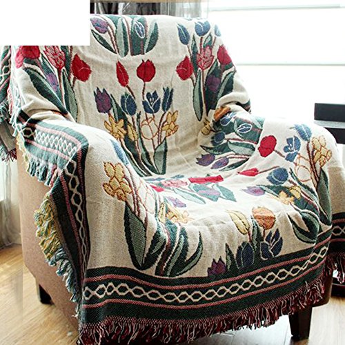 Sofa,Knitted blanket multifunctional blanket carpet bed tail blanket dust cover-A 130x180cm(51x71inch)