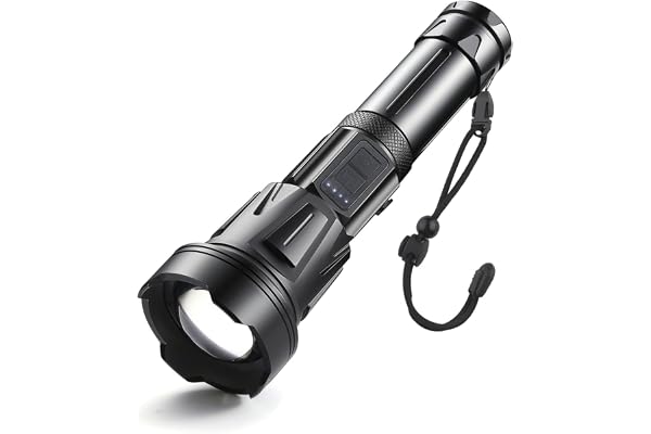 ASORT LED ficklampa extremt ljus 40000 lumen USB uppladdningsbar XHP360 LED IPX67 vattentät uppladdningsbar zoombar fackla för camping vandring och nödsituationer användning (26650 batteri)