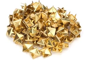 CIKONIELF 100 PCS Rivetti in rame Borchie quadrate Rivetti ad artiglio Accessori moda Nailhead Punk Decorativo per vestiti Giacche Cinture(Oro)