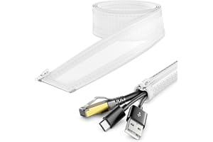 deleyCON 3,0m Organizer Kabli z Suwakiem Srednica 15mm Organizacja Kabli Kanał Kablowy Osłona Kabli Wytrzymały Nylon Maskownica Kabli Gospodarstwo Domowe Biuro Biurko Biała