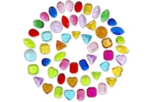 Ceihwa 64 Gros Faux Diamant Enfant Faux Diamants Chasse au Trésor de Pirates Gemmes Colorées Plastique Diamant Decoration Gemme Plongée Pierres Diamants Jouets de Plongée Gemme Jouet Piscine