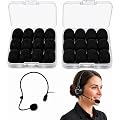 Honeyone 24 Pcs Mousse Micro Casque Moto, 30x22x8 mm Bonnettes Noir | Éponge Haute Densité, Format 30 x 22 mm et Ouverture 8 mm pour Micros de Casque, Appels, Interviews et Enregistrement