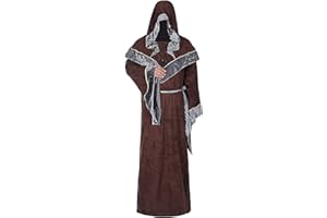 JAKLOZ Mystische Zauberer Robe Halloween Cosplay Kostüme für Männer, Erwachsene Mittelalter Uniform Vintage Renaissance Kleidung, Herren Outfit Zauberer Mantel Umhang