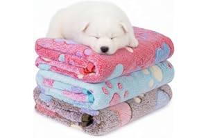 LeapSheep Dog Blankets Washable for Small Medium Large Dogs, Pack of 3 Puppy Blankets, Cozy Soft Dog blankets Warm Pet Sleeping Blanket for Sofa and Bed (Hearts, S)