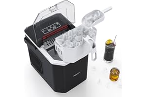 magicplux machine à glaçons, 12kg en 24h, 9 Glaçons en 6 minutes, Noir Machine a Glacons avec Fonction Autonettoyante pour la Maison/Cuisine/Camping