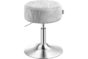 VASAGLE Taburete de Maquillaje, Silla de Tocador, Altura Ajustable, 360° Giratorio, PU, Asiento Grueso, para Dormitorio Cocina Comedor, Moderno, Gris Paloma LJB120GD01