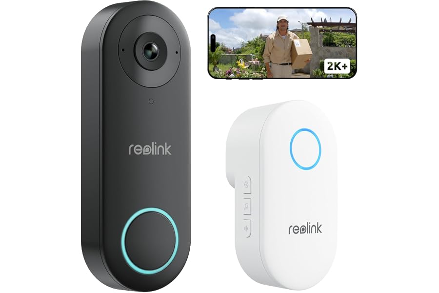 Reolink 5MP Video-Türklingel WiFi mit Chime (Generalüberholt) | 5MP Kabelgebundene Türklingel mit Kamera, 2,4/5GHz WLAN, Personenerkennungsalarme, 180° Ultraweitwinkel, 2-Wege-Audio