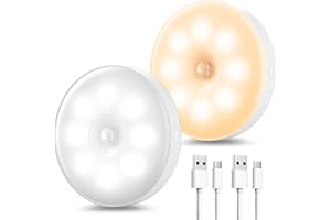 daphomeu Luci con sensore di movimento ricaricabili USB per interni, luci notturne a 3 modalità per camera da letto, corridoio, cucina, armadio scale (2)