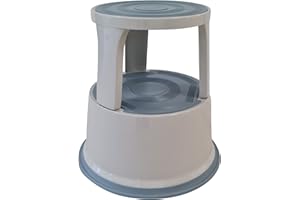 Swift Supastep Metal Light Grey Off White Kick Step Stool with Retractable Castors Heavy Duty Great For Office Warehouse Retail Home 150kg Load Capacity