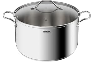 Tefal Intuition XL Grande marmite inox 28 cm / 8 L, Induction, Garantie 5 ans, Acier inoxydable 18/10 première qualité, Taille XL, Poignées robustes, Couvercle verre B8646404