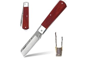 Taozoey Gartenmesser, Multifunktionale Okuliermesser, Gartenmesser Klappbar, Okuliermesser Rostfreier Stahl, Scharfes Pfropfmesser, Knospungsmesser, Gartenmesser für Obstbäume mit Stripper (C)