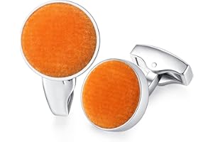 HONEY BEAR Men's Wedding Cotton Fabric Velvet Cufflinks Cuff Links Round
