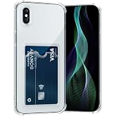 Ehr. iPhone XS Max Uyumlu Kamera Korumalı Kartlıklı K&ouml;şeleri Airbag Tasarımlı Darbe &Ouml;nleyici Şeffaf Silikon Kılıf (Şeffaf, iP