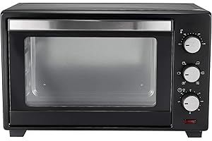 NOVA Four électrique 30 l, 1600 W, 5 modes de obturation, température 100-230 °C, minuterie à 60 min, double verre, lumière intérieure, avec plaque et grille, mini four, four, four ventilé.