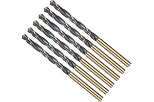 CoCud Drill Bit, 5mm Cutting Diameter, 4341 HSS Jobber Bits Gold and Black 118° Cutting Angle - (Applications: for Drilling Plastic Wood Soft Metal), 6-Pieces