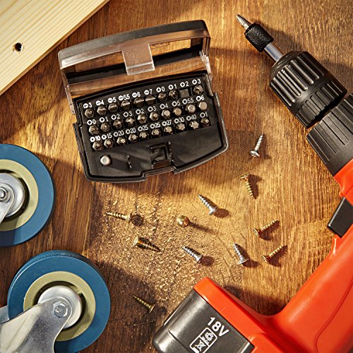 MAXKO Bit-Set, 32-Teilig, inklusive Bithalter und Adapter Vierkant auf Sechskant, für Heimwerker und Akku-Schrauber – 6 x Schlitz: 3 / 4 / 5 / 5,5 / 6 / 7, 8 x Kreuzschlitz: 4 x PH (Phillips): 0 / 1 / 2 / 3 und 4 x PZ (Pozidriv): 0 / 1 / 2 / 3, 6 x Sechskant Innen: 2 / 3 / 4 / 5 / 5.5 / 6, 9 x Torx: 10 / 15 / 20 / 20 / 25 / 25 / 27 / 30 / 40 – mit 2 Jahren Geld-zurück-Garantie - 6