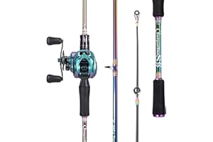 ‎SOUGAYILANG Sougayilang Spinning Angel Combo, 2-teilige Bunte tragbare leichte Angelrute mit super glatter Angelrolle für Süßwasser und Salzwasser