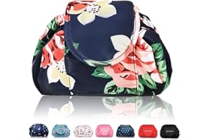 VAVABOX Bolsa de Maquillaje con cordón Perezoso, portátil, Grande, de Viaje, Bolsa de cosméticos, Bolsa de Viaje, Bolsa de Maquillaje, Organizador de Almacenamiento para Mujeres y niñas (Floral)