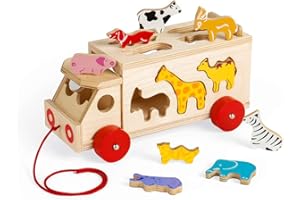 Bigjigs Toys Camion à Formes Animaux | Jouet pour Enfant | Cadeau Enfant | Joeut Traditionnel | Apprendre en Jouant