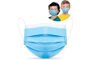 MaNMaNing Niños Mascarillas 3 Capas con Elástico 50 Unidades para Los Oídos MANING-NM50-R4 (50, Azul)