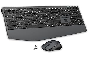 AD ADVANCE - X-Type, Ensemble Clavier Souris sans Fil Silencieux pour PC, Souris 1600 DPI, Clavier AZERTY, 112 Touches X Ciseaux, 12 Raccourcis Multimédias, Bouton Copilot AI, Hauteur Réglable, Noir