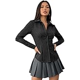 MULVARI Solid Front Button Long Sleeve Casual Shirt for Women' & Girl's