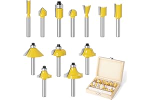 iDMRURvm 12tgl Fräsersatz Set für Holzbearbeitung 6mm Nutfräser Profilfräser für Oberfräse Holzfräser Fräser Bit Set mit Schraubenschlüssel