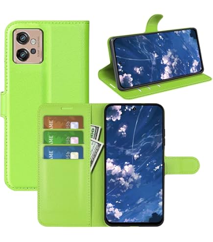 AMWEI Leather Folio Cover per Motorola Moto G42, Custodia in Pelle PU Magnetica Libro Flip Portafoglio con [Funzione Stand]. Marrone