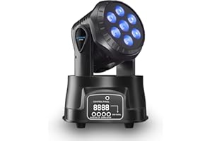 BETOPPER Cabeza Móvil LED, Luz Discoteca 7x8W LED RGBW, DMX 512 Luces Discoteca con 4 Modo de Control para DJ, Disco Party, Bar Club Nocturno LM70S 1-Pack