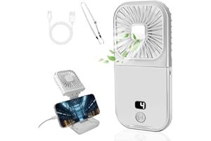 MKITNVY Ventilador Portatil, Mini Ventilador de Mano USB con Función de Energia Movil, 4 Velocidades Ajustables, 3000mAh Recargable, Plegable Ventilador Pequeño para Hogar Oficina Viajes Camping (Blanco)