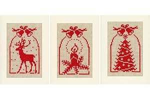 VERVACO Vevaco Kits De Punto De Cruz Contado Tarjeta De Felicitación DIY Creativo Kit Juego de 3 con CAMPANASManualidades Bordar Kit Principiantes Regalo ca. 10,5 x 15 cm Cross Stitch Embroidery