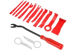 QWORK® 14 szt. zestaw narzędzi do automatycznego usuwania wykończenia, narzędzia do usuwania paneli audio do drzwi radia samochodowego, zestaw narzędzi do usuwania wykończeń z łącznikiem i usuwaniem