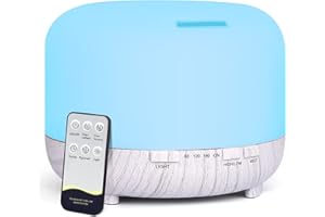 MOISTURNT Diffusore di Oli Essenziali Umidificatore Ultrasuoni: 500ML Diffusore di Aromi con Telecomando 7 Colori Luci LED Umidificatore Per Soggiorno, Camera Letto, Bambino, Yoga, Spa, Ufficio, Casa, Bianco