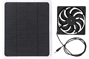 Fockety Solar Panel Fan Kit, 10W 12V 800MA Single Fan, Black, Solar Powered Exhaust Fan for Shed, Greenhouse, Chicken House, Window Exhaust, Car Ventilation