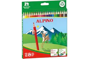Alpino Lápices de Colores 24 Unidades | Lápices de Colores para Niños | Dibuja y Colorea con Colores Vivos y Brillantes | Material Escolar | Estuche Lápices de Colores