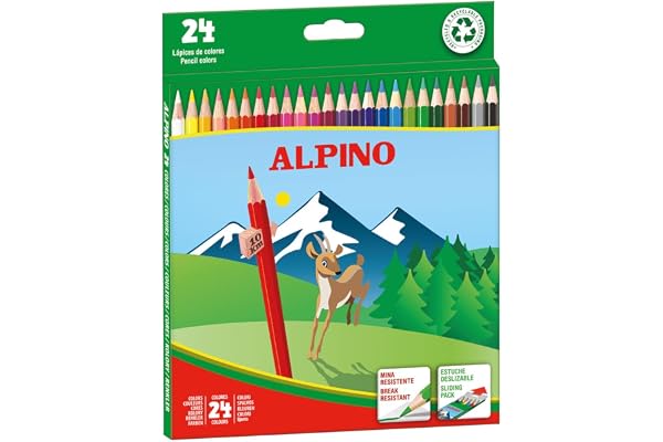 Alpino Lápices de Colores 24 Unidades | Lápices de Colores para Niños | Dibuja y Colorea con Colores Vivos y Brillantes | Material Escolar | Estuche Lápices de Colores