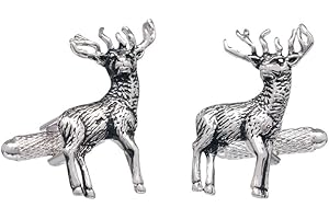 ONYX-ART Cufflinks - Standing Country Stag Cufflinks Presented in Onyx Art Cufflink Box, One size, Silver