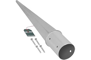 KOTARBAU® Support de Poteau a Enfoncer Rond Ø 100 mm Longueur 750 mm Support Poteau Bois Pied de Poteau Galvanisé à Chaud Acier Argent Ancre à Enfoncer Fixation Poteau Bois