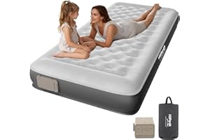 HiiPeak Single Inflatable Bed Air Mattress with Built-in Pump, Blow Up Bed, Self Inflating TPU ECO Folding Guest Air Bed All Night Stability No Lost Air, No Peculiar Smell for Camping, Home, Guests
