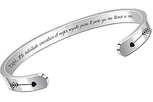 HZBLAZ Manguito Pulseras Mamá Papá Abuela Brazaletes Día Madres Regalos Madrina Padrino Día del Padre Abuelo Abuela cumpleaños Citas Grabado Ajustable Puño abierto Día del Maestro Maestra Recuerdos Navidad