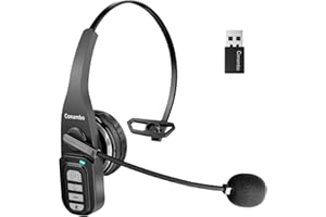 Conambo Trucker Bluetooth Headset mit Mikrofon, V5.0 Kabelloses Headset mit Mikrofon für Handy PC Laptop Home Office Call Center Skype, Kabellose Kopfhörer mit Mikrofon - mit AI Rauschunterdrückung
