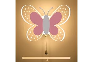 ANKBOY Applique Murale LED Interieur avec Interrupteur, 16W Lampe Murale Chambre pour Garçons et Filles, Applique de Chevet en Papillon Rose Éclairage Mural avec 3 Température de Couleur Réglable