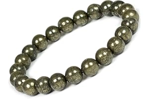 Reiki Crystal Products Natural Pyrite Bracelet 8mm for Reiki Healing and Vastu Correction Protection Concentration Spirituality and Increasing Creativity