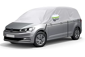 ZWPARTS Autoabdeckung Wasserdicht Ersatz für VW Touran 2015-2024, Sonnenfest Hälfte Autoabdeckung, Halbgarage UV Beständige Halbe Auto Abdeckplane Staubdicht Schneefest Outdoor Indoor