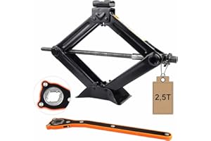 EXLECO Cric Auto 2,5T, Cric a Forbice, Sollevatore Auto a 360°, Meccanico Cric a pantografo Cric a manovella Cambio Gomme Attrezzo Testa di Attività con Chiave a Cricchetto per Auto, SUV