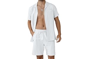 Ryehack Hawaiihemd Herren Kurzarm Casual Sommer Party Outfit Zweiteiler Hawaii Shirt und Shorts Strand Set M-3XL