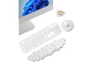 Zofory Cloud Wrist Rest Keyboard and Mouse, Tapis de Clavier Mignon Antidérapant Tapis de Souris Sous-verres Mousse à Mémoire de Forme en Cuir Synthétique Convient pour le bureau, la maison le Blanc