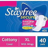 Stayfree Secure XL Cottony Sanitary Napkins with Wings - 40 Pads (Save Rupees 10)